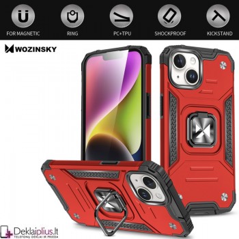 Wozinsky smūgiams atsparus dėklas su žiedu - raudonas (Apple Iphone 15) Wozinsky smūgiams atsparus dėklas su žiedu - raudonas (Apple Iphone 15)